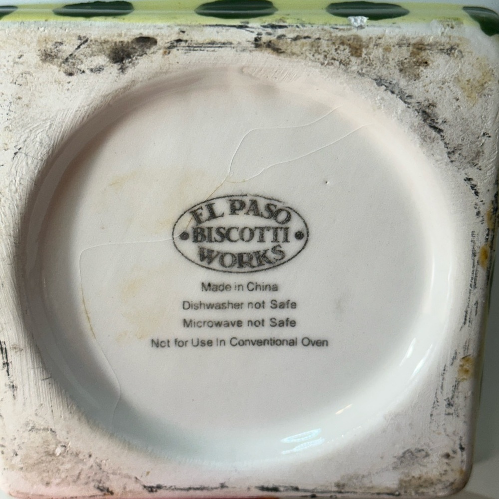 El Paso Biscotti Works Ceramic Cookie Jar Tuscan Villa Hand Painted Canister - Picture 7 of 9